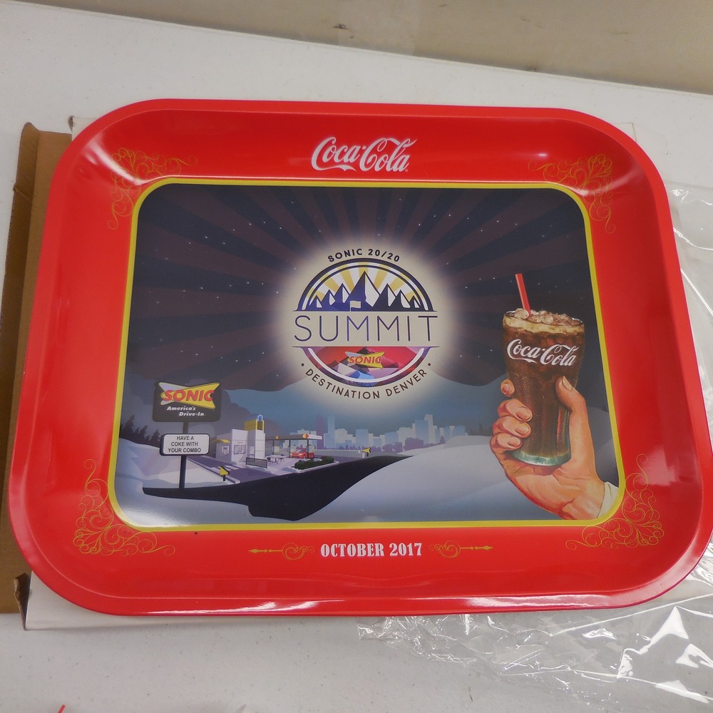 Coca-Cola Sonic 20/20 Summit Denver 2017‎ Metal Serving Tray with Stand Red